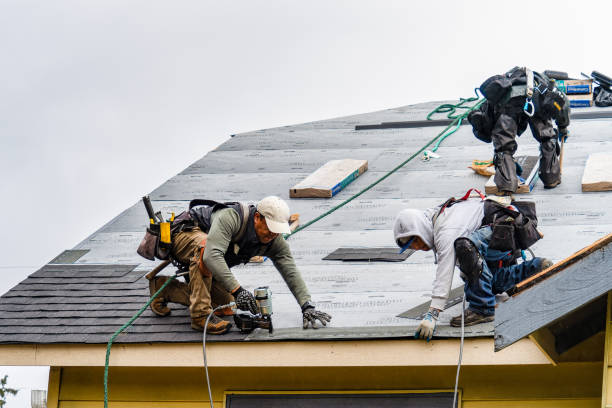 Professional Gutter Installation technician working in Woolwich, ME